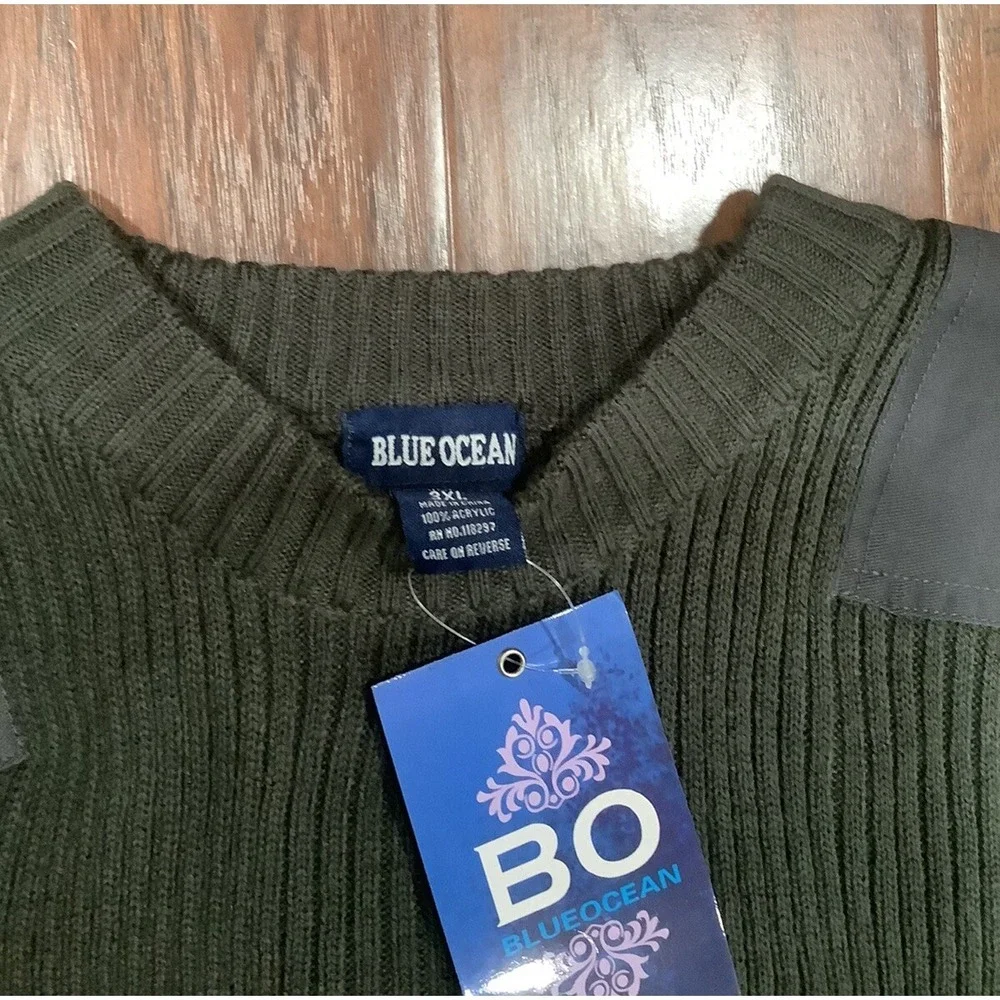 Blue Ocean | Vintage Y2K |  Grey Ribbed Classic Sweater | 3XL